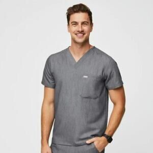 Figs Grey Men's Scrub Top Size Medium